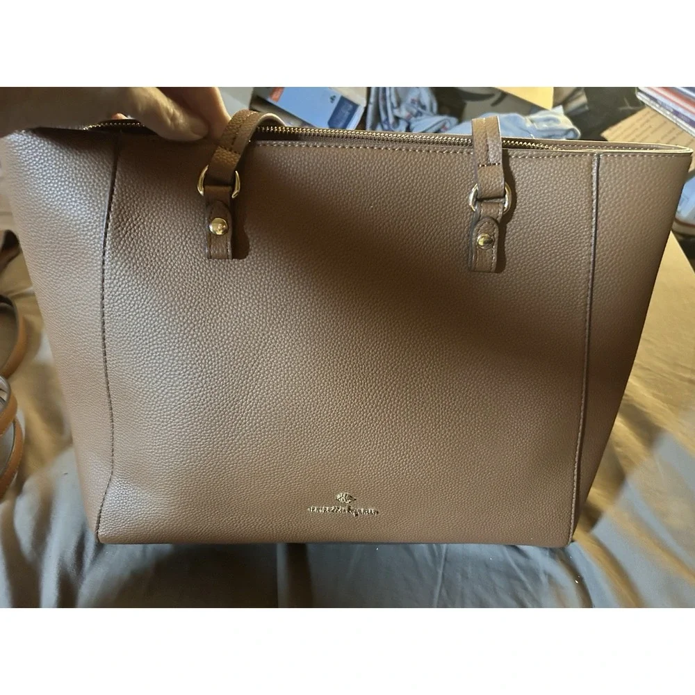 Nanette‎ Lepore Pebbled Leather Zip-Top Tote Brown!